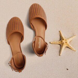 Roman cage brown closed toe flat sandals